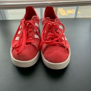 Red adidas campus shoes